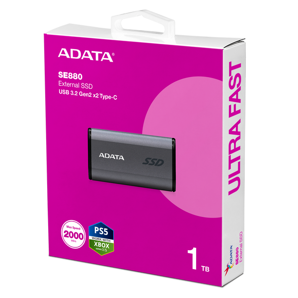 ADATA SE880 1TB Portable USB Type-C 3.2 Gen 2x2 Portable SSD - Titanium 鈦合金 (AELI-SE880-1TCGY)