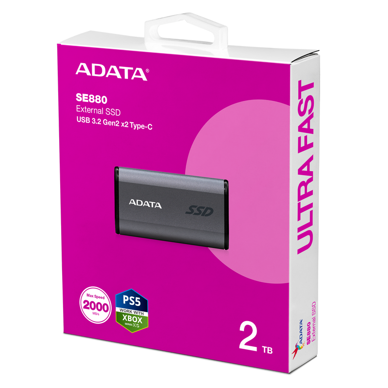 ADATA SE880 2TB Portable USB Type-C 3.2 Gen 2x2 Portable SSD - Titanium 鈦合金 (AELI-SE880-2TCGY)