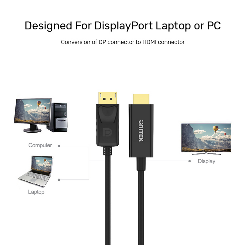 UNITEK Y-5118CA 1.8M, DisplayPort to HDMI Cable (785-1681)