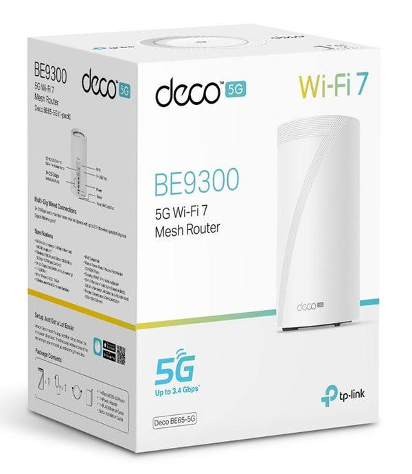 TP-Link Deco BE65-5G BE9300 Tri-Band 5G Mesh WiFi 7 Router (1件裝)