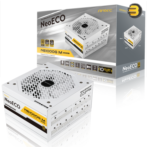 ANTEC 1000W NE1000G M WHITE ATX 3.0 NeoECO Gold Modular 80Plus Gold (NE1000G-M-WHITE-ATX3.0)