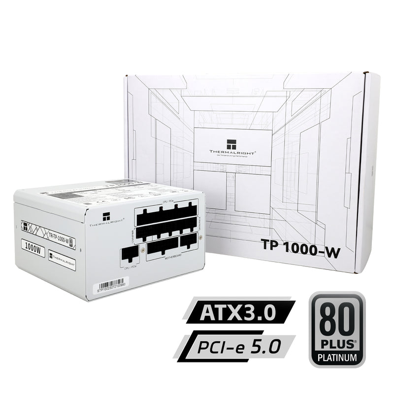 Thermalright 1000W TP1000 White 白色 PCIE 5.0 ATX 3.0 80Plus Platinum Full Modular Power Supply (TMR-TPW1000PLATINUM-W)