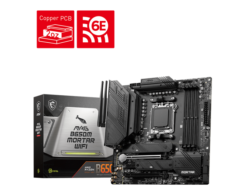 MSI MAG B650M MORTAR WIFI DDR5,Socket AM5 mATX Motherboard