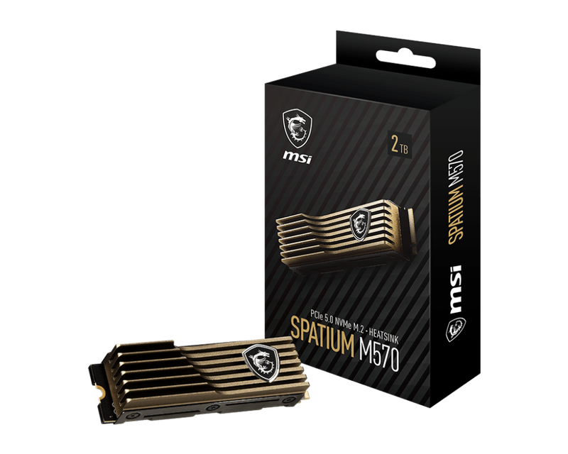 MSI 2TB SPATIUM M570 with Heatsink PCIe Gen5x4 NVMe 2.0 M.2 3D NAND(TLC) SSD HD-M5702TH 