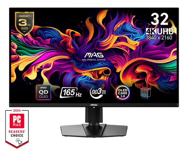 MSI 31.5" MAG321UP QD-OLED 165Hz 4K UHD (16:9) Gaming Monitor (HDMI2.1) (MO-MA32UPO) 