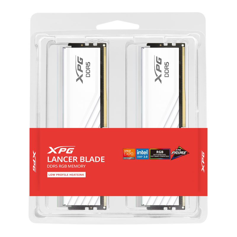 ADATA 48GB Kit (2x24GB) XPG LANCER BLADE RGB White AX5U6000C3024G-DTLABRWH CL30 DDR5 6000MHz Memory 