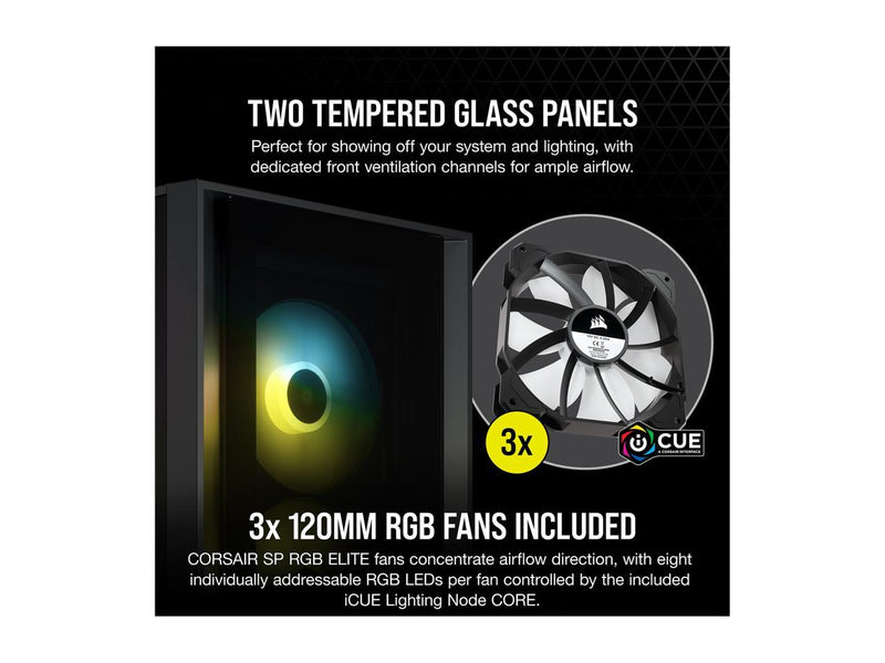 CORSAIR iCUE 4000X RGB Black Black Tempered Glass ATX Case CC-9011204-WW