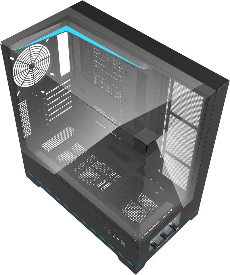 [最新產品] darkFlash DY450 Pro Black 黑色 玻璃(連頂部)全景 ATX Case 支援背插式主機板 (附前置控制顯示屏) (CA-DY450B)