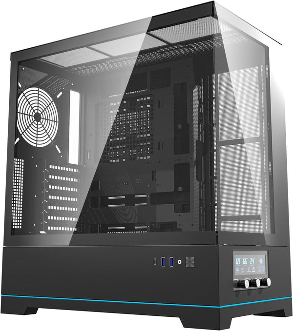 [最新產品] darkFlash DY451 Pro Black 黑色 玻璃全景 ATX Case 支援背插式主機板 (附前置控制顯示屏) (CA-DY451B)