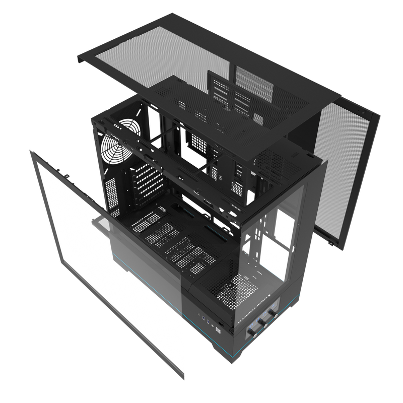 [最新產品] darkFlash DY451 Pro Black 黑色 玻璃全景 ATX Case 支援背插式主機板 (附前置控制顯示屏) (CA-DY451B)