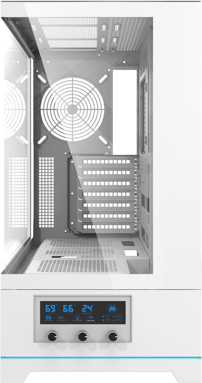 [最新產品] darkFlash DY451 Pro White 白色 玻璃全景 ATX Case 支援背插式主機板 (附前置控制顯示屏) (CA-DY451W)