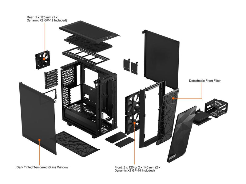 Fractal Design Meshify 2 BLACK Dark Tempered Glass ATX Case FD-C-MES2A-02