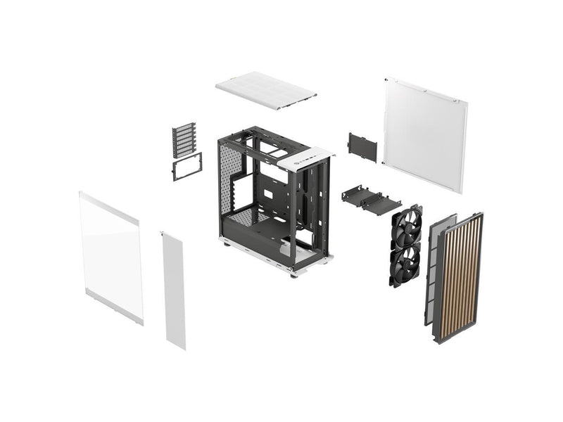 Fractal Design North Chalk White ATX Case with Oak Front and Clear TG Side Panel FD-C-NOR1C-04 