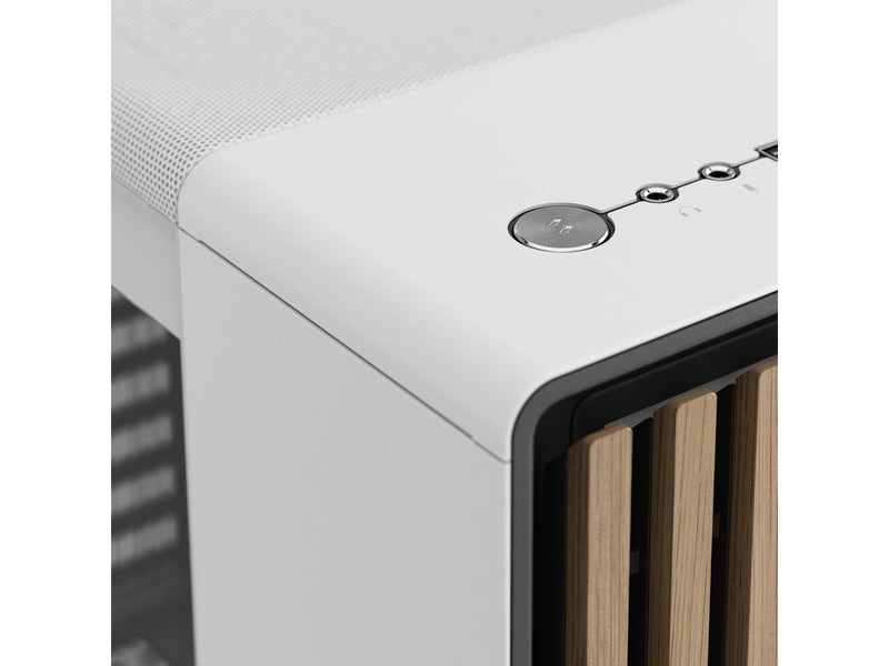 Fractal Design North Chalk White ATX Case with Oak Front and Clear TG Side Panel FD-C-NOR1C-04 