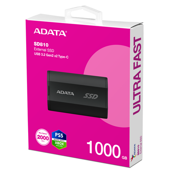 ADATA SD810 1TB Portable USB Type-C 3.2 Gen 2x2 Portable SSD - Black 黑色 (SD810-1000G-CBK)