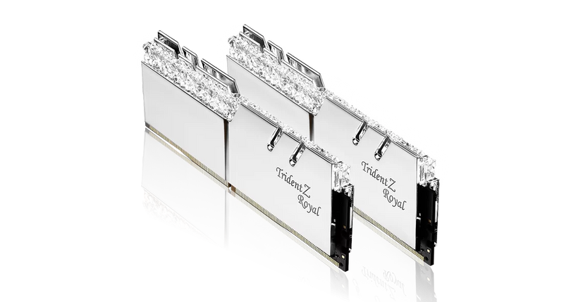 G.SKILL 64GB Kit (2x32GB) Trident Z Royal Silver F4-3600C18D-64GTRS RGB DDR4 3600MHz Memory