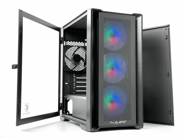 AITC Kingsman Gaming CuBic Black Black Tempered Glass Micro-ATX Case 