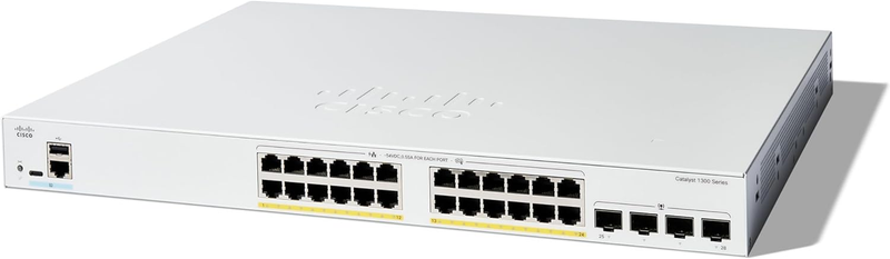 [最新產品] Cisco Catalyst 1300 24-Port Gigabit Ethernet + 4xSFP (375W PoE+) Advanced Security Managed Switch (C1300-24FP-4G-UK/NE-1324A4G)