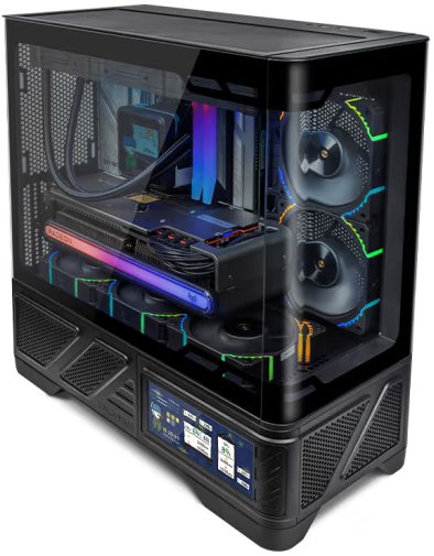 VALKYRIE VK03-M LCD Black 黑色 mATX Case (6.2吋輕觸式屏幕 / 270度全視線無柱設計)