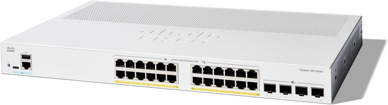 [最新產品] Cisco Catalyst 1300 24-Port Gigabit Ethernet + 4x10Gb SFP+ (375W PoE+) Advanced Security Managed Switch (C1300-24FP-4X-UK/NE-1324A4X)