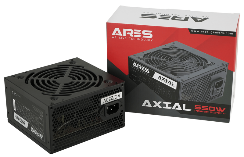 【突擊優惠】Ares Andras 玻璃側透 MATX Case 黑色 (連三把 Rainbow LED FAN) +   ARES AXIAL 550W 12CM FAN Power Supply