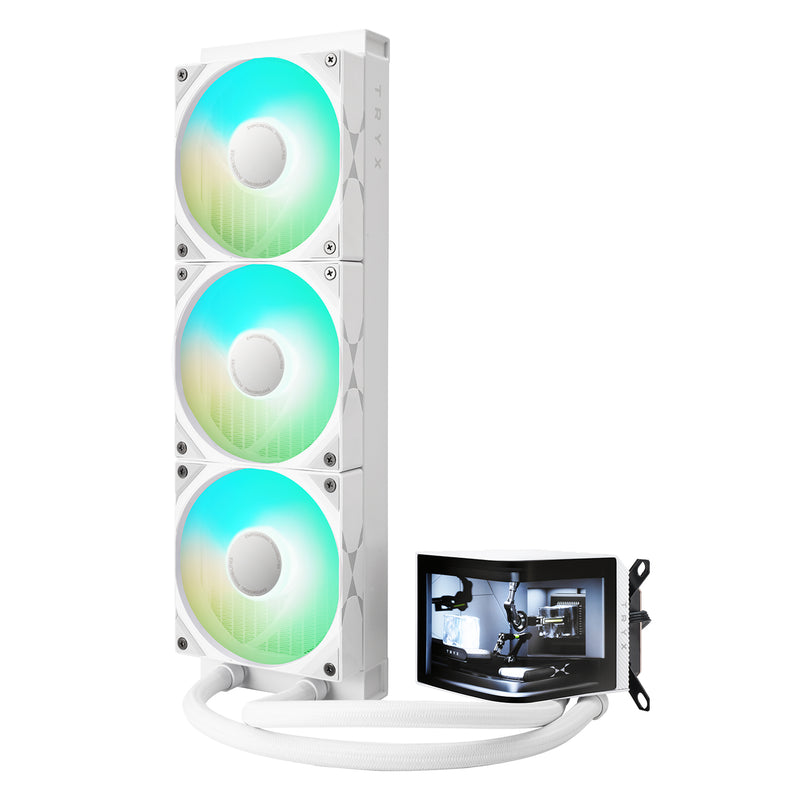 [推廣] TRYX PANORAMA 360 ARGB White 白色 360mm L-shaped AMOLED Screen Liquid CPU Cooler TH-TPAN36W