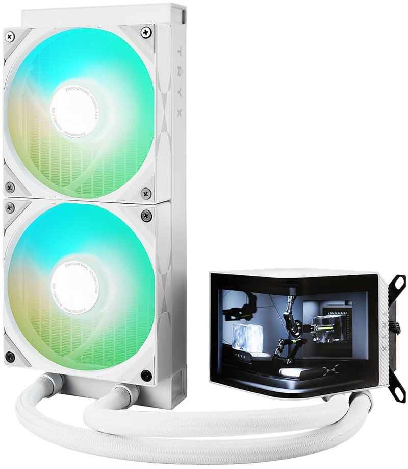 [推廣] TRYX PANORAMA 240 ARGB White 白色 240mm L-shaped AMOLED Screen Liquid CPU Cooler TH-TPAN24W