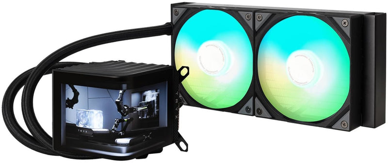 [推廣] TRYX PANORAMA 240 ARGB Black 黑色 240mm L-shaped AMOLED Screen Liquid CPU Cooler TH-TPAN24A