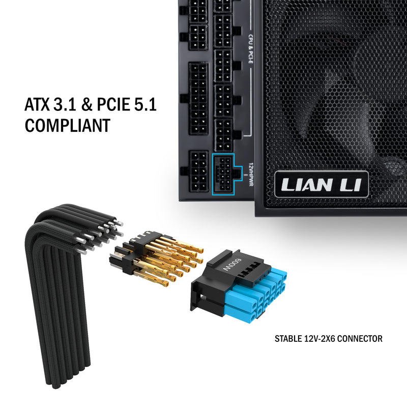 LIAN LI EDGE 1300W Black 黑色 ATX 3.1 80 Plus Platinum Full Modular Power Supply