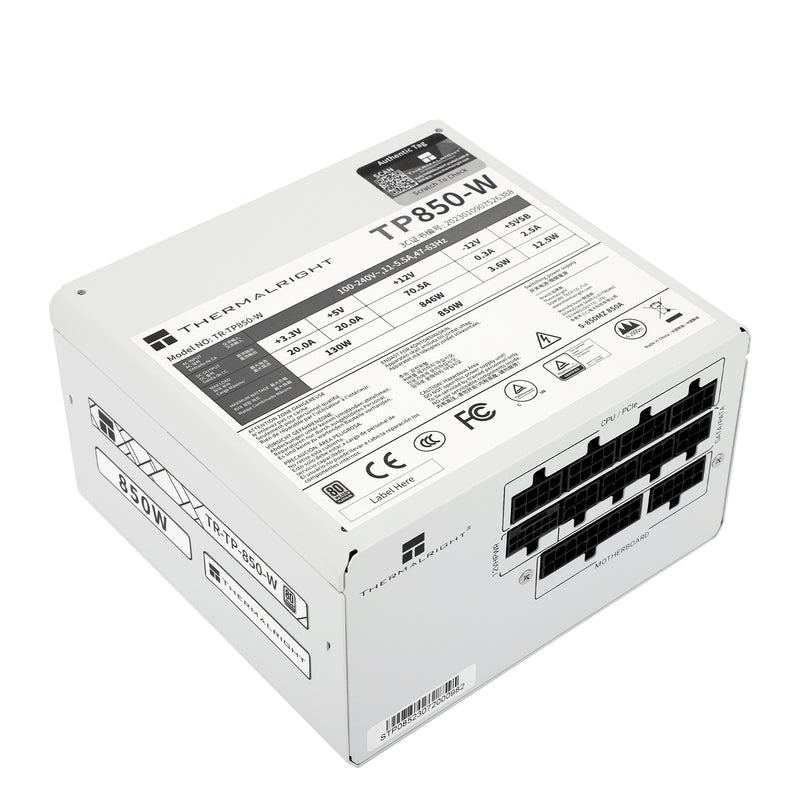 Thermalright 850W TP850 White 白色 PCIE 5.0 ATX 3.0 80Plus Platinum Full Modular Power Supply