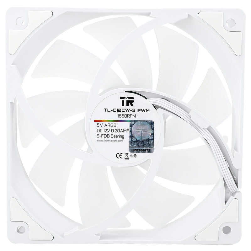 Thermalright TL-C12CW-S White White 12CM PWM ARGB Case Fan TL-C12CW-S-WH