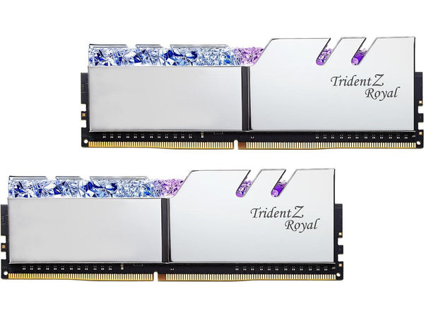 G.SKILL 32GB Kit (2x16GB) Trident Z Royal Silver F4-3600C16D-32GTRSC RGB DDR4 3600MHz Memory