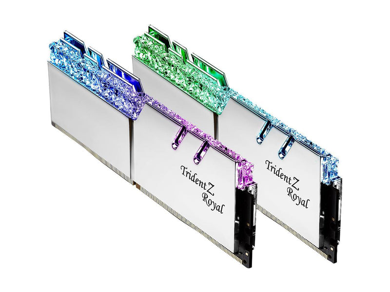 G.SKILL 64GB Kit (2x32GB) Trident Z Royal Silver F4-3600C16D-64GTRS RGB DDR4 3600MHz Memory