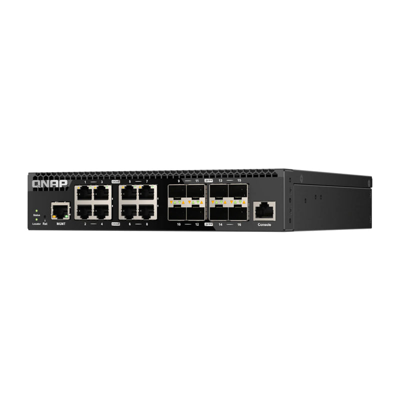 QNAP QSW-M3216R-8S8T Half-width Rackmount 16-Port 10GbE Layer 2 Web Managed Switch 