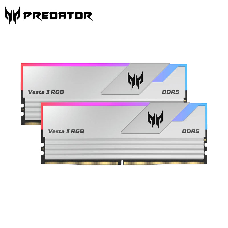 Acer 64GB Kit (2x32GB) Predator VESTA II RGB Silver 銀色 BL.9BWWR.371 CL30 DDR5 6000MHz Memory AMD EXPO & Intel XMP 3.0 (RM-AV5D64W)