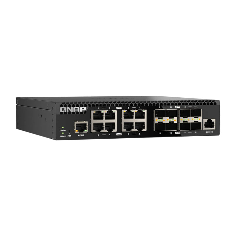 QNAP QSW-M3216R-8S8T Half-width Rackmount 16-Port 10GbE Layer 2 Web Managed Switch 