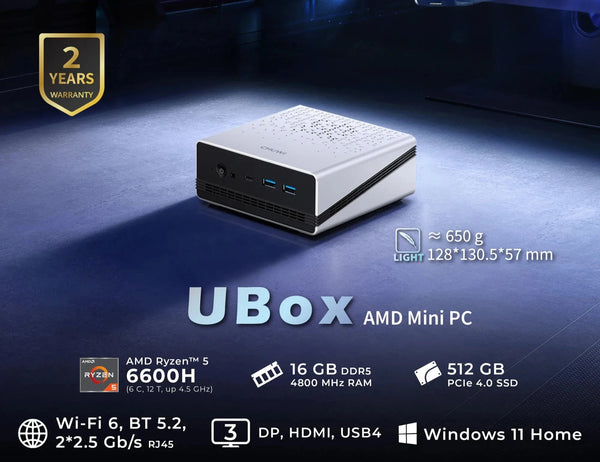 [最新產品] CHUWI Ubox Mini PC (AMD R5-6600H/Radeon 660M/16GB DDR5/512GB SSD/Wifi6+BT5.2/W11H) (2年保養)(CS-CUBOX)