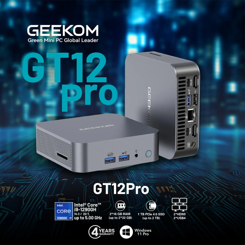 GEEKOM GT12 Pro CS-GGT129A Mini PC / Intel i9-12900H / 32GB DDR4 3200Mhz /  1TB SSD / Windows 11 Pro