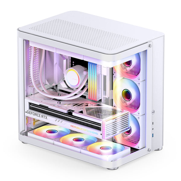 JONSBO TK-2 White White column-less side-transparent panoramic ATX Case 