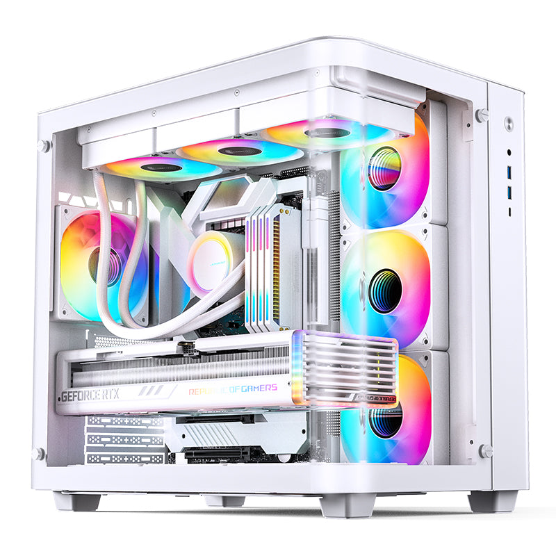 JONSBO TK-3 White white curved glass panoramic ATX Case supports back-plugged motherboards 