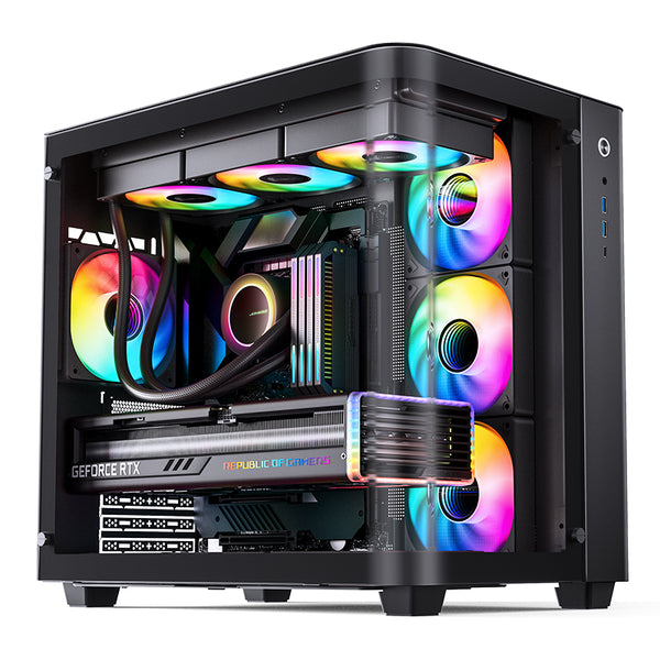 JONSBO TK-3 Black black curved glass panoramic ATX Case supports back-plugged motherboards 