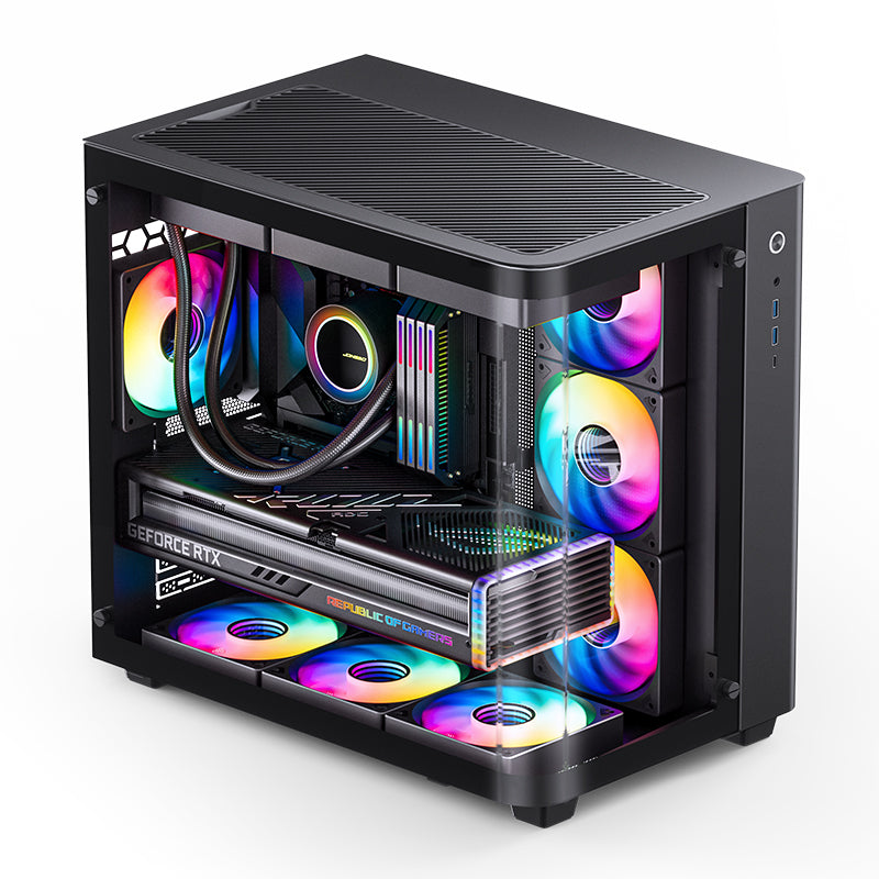 JONSBO TK-3 Black black curved glass panoramic ATX Case supports back-plugged motherboards 