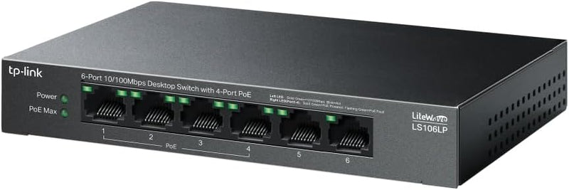 TP-Link TL-LS106LP 6-Port 10/100 Mbps Desktop Switch with 4-Port PoE (TP-NE-LS106LP)