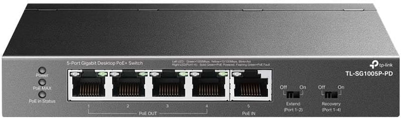 TP-Link TL-SG1005P-PD 5-Port Gigabit Desktop Switch with 1-Port PoE++ In and 4-Port PoE+ Out (TP-NE-SG1005PPD)