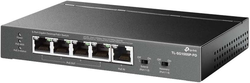 TP-Link TL-SG1005P-PD 5-Port Gigabit Desktop Switch with 1-Port PoE++ In and 4-Port PoE+ Out (TP-NE-SG1005PPD)