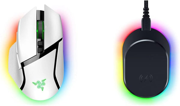 【RAZER 電競裝備產品 9月份優惠】Razer Basilisk V3 Pro - White 白色 人體工學無線遊戲滑鼠 RZ01-04620200-R3A1 + Razer Mouse Dock Pro 無線滑鼠充電座 RZ81-01990100-B3M1