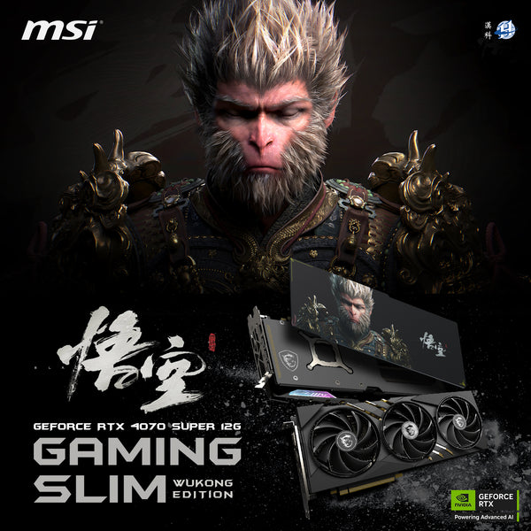 MSI GeForce RTX™ 4070 SUPER GAMING SLIM WUKONG EDITION 《黑神話: 悟空》定制限量版 12GB GDDR6X (DI-N407SK1)