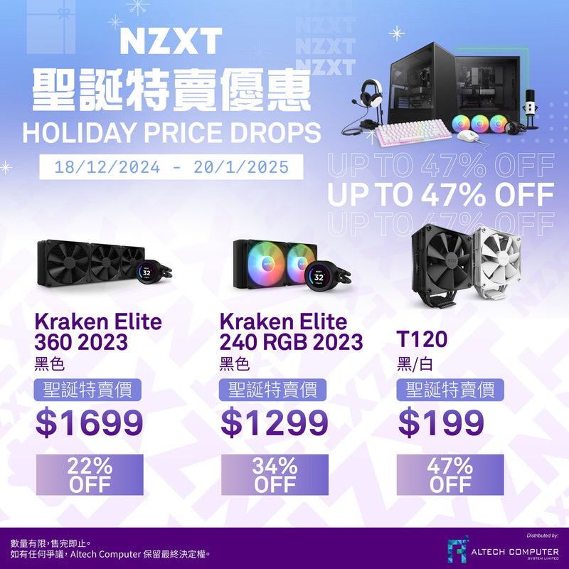 NZXT Kraken Elite 360 ​​with LCD Display 360mm Liquid CPU Cooler RL-KN36E-B1