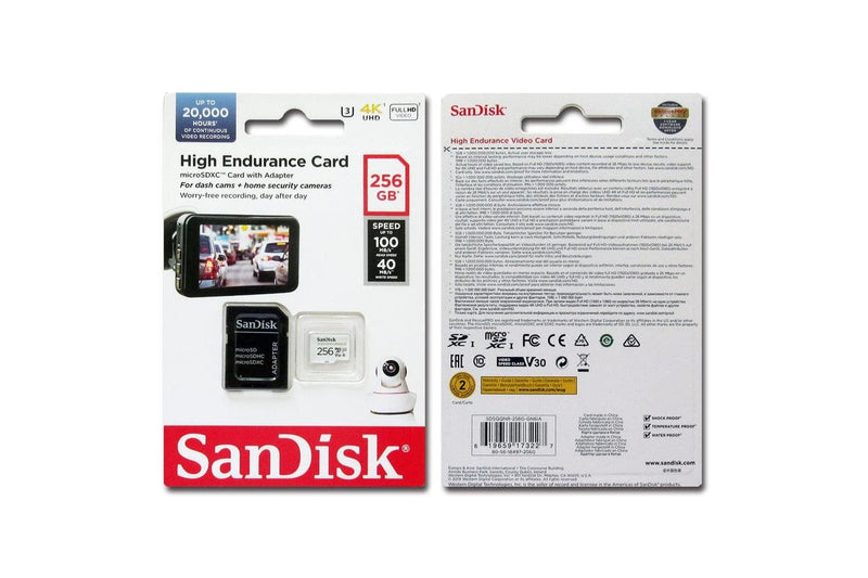 SanDisk 256GB High Endurance microSDXC (V30, UHS-I/U3, CL10,4K, 100MB/s) SDSQQNR-256G-GN6IA 772-4174