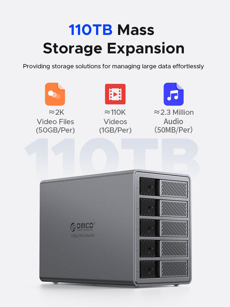 ORICO 5 Big DAS Solution Thunderbolt 3 40Gbps With150W Power Supply 9858T3